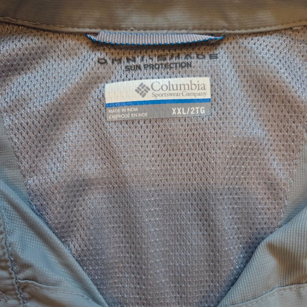 Columbia PFG Fishing Shirt Mens XXL Button Up Omni Shade Gray Long Sleeve Nylon - Picture 3 of 7
